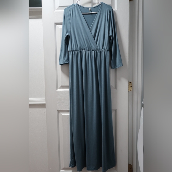Mother Bee Maternity Maxi Dress Teal SZ XL - Picture 5 of 10